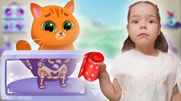 Котик Bubbu заболел и попал в больницу | Настя лечит, Бубу сломал ногу