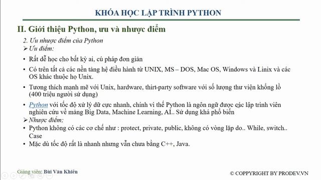 Khoá học Python I - Reviews | Ưu và nhược điểm của Python | PRODEV.VN смотреть онлайн