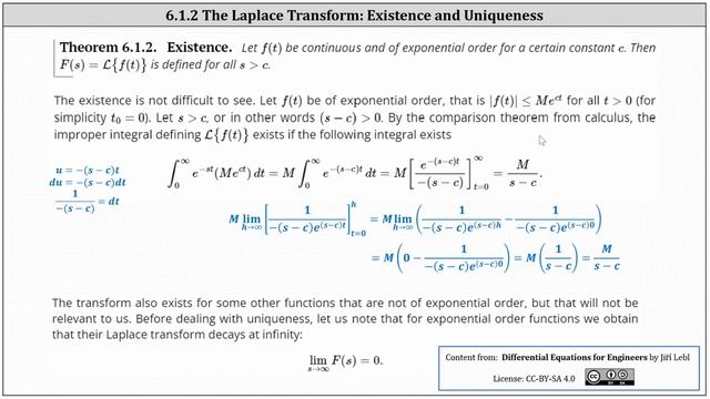 (6.1.2) The Existence and Uniqueness of a Laplace Transform смотреть онлайн