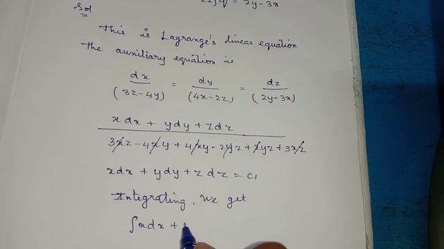 (3z - 4y)p + (4x - 2z )q = 2y - 3x/ Lagrange's linear equation / exercise problem смотреть онлайн