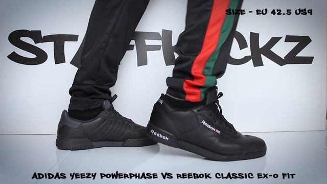 Adidas Yeezy Powerphase Calabasas vs Reebok Classic Ex O Fit Clean Logo "Black" | ON FEET COMPARISO смотреть онлайн
