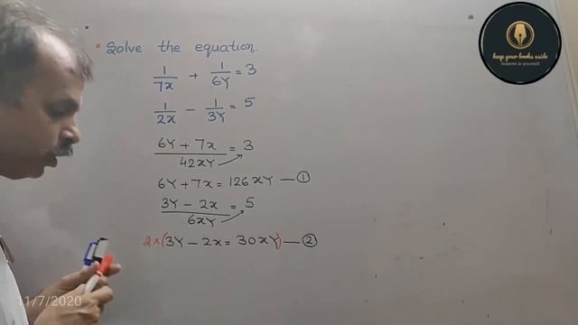 Solve 1/7x + 1/6y = 3 1/2x - 1/3y = 5 смотреть онлайн