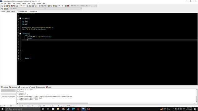 C Examples:1 Basic Calculator with Switch Case смотреть онлайн