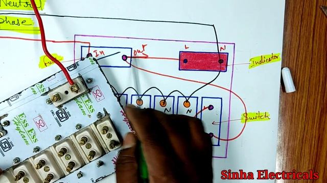 5 2-pin Socket 1 Switch 1 Fuse 1 Indicator board wiring connection || Sinha Electricals смотреть онлайн
