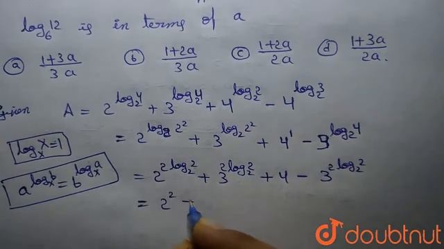 Given thatN=7^(log_(49),900),A=2^(log_(2)4)+3^(log_(2)4)-4^(log_(2)2),D=(log_(5)49)(log_(7)125) ... смотреть онлайн