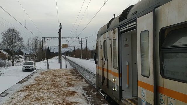 Электропоезд ЭП2Д-0145 ЦППК платформа Орудьево 30.01.2022 смотреть онлайн