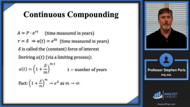 Continuous Compounding (Actuarial Exam FM–Financial Mathematics–Module 1, Section 7) смотреть онлайн