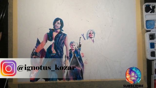 Watercolor paintings: illustration inspired by Devil May Cry 5. смотреть онлайн