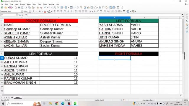 Libre Office Calc Text Function Prectical