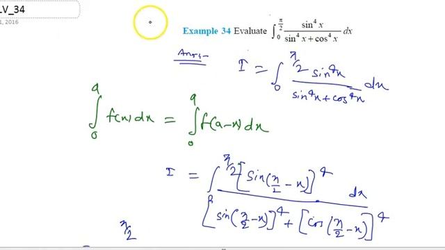 Evaluate `int_0^(pi/2)((sin^4x)/(sin^4x+cos^4x))dx`... смотреть онлайн