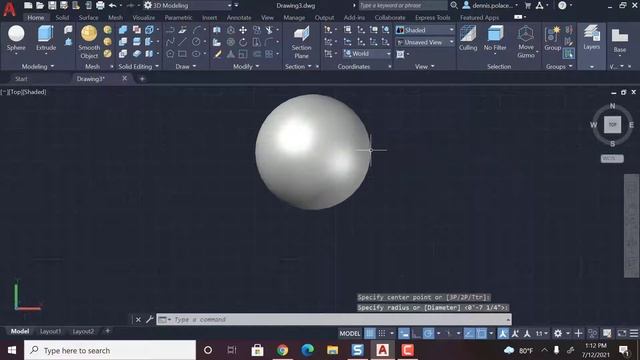 How to make A 3D Sphere in AutoCAD 2021 смотреть онлайн