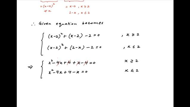 Find the sum of real roots of square|x-2| + |x-2| - 2 = 0. смотреть онлайн