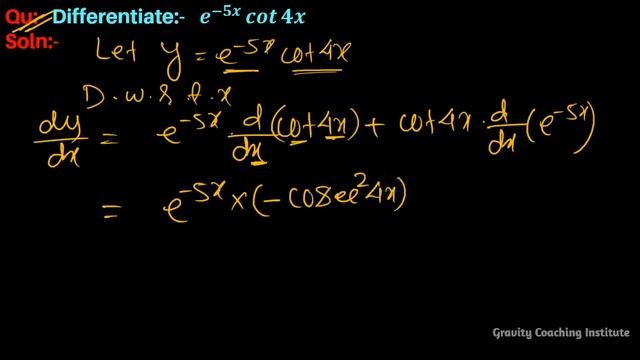 Q89 | Differentiate e^(-5x) cot4x | Derivative of e^(-5x) cot4x | Differentiation of e^(-5x)cot4 смотреть онлайн