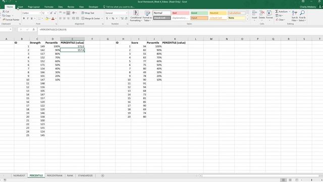 Excel Week 4 Percentile смотреть онлайн