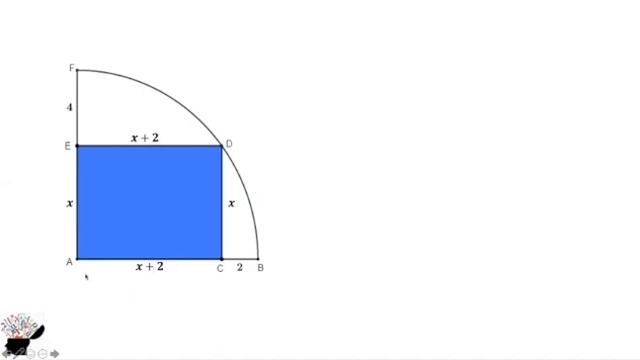 Find the area of the shaded blue region. A quadrant and a rectangle смотреть онлайн