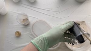 Поднос из гипса. Мраморная техника с сухими пигментами. Мой первый опыт!