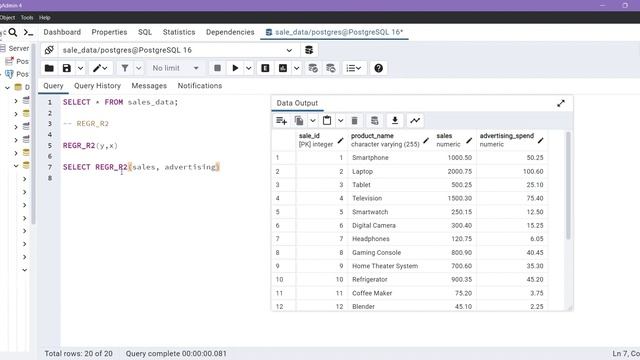 PostgreSQL REGR_R2() Function | REGR_R2 in PostgreSQL | PostgreSQL REGR_R2() Tutorials смотреть онлайн