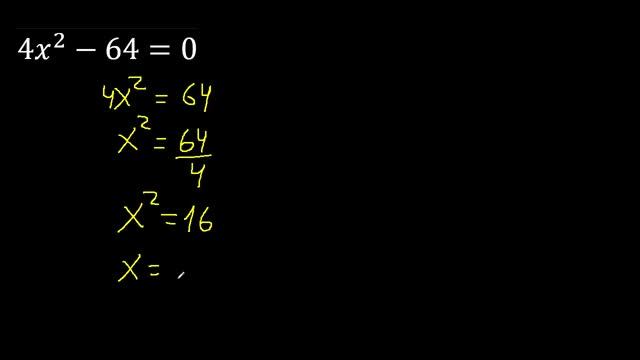 4x^2-64=0 , ecuaciones cuadraticas , hallar x con exponente 2 смотреть онлайн