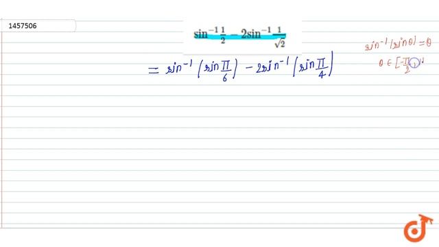 `sin^(-1)1/2-2sin^(-1)1/(sqrt(2))` смотреть онлайн