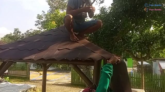 Pemasangan gazebo bambu 1,5x1,5m смотреть онлайн