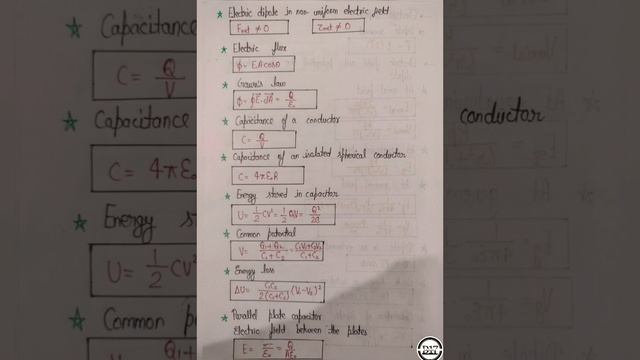 Electrostatics formulae for NEET/ JEE/Board Handwritten notes смотреть онлайн