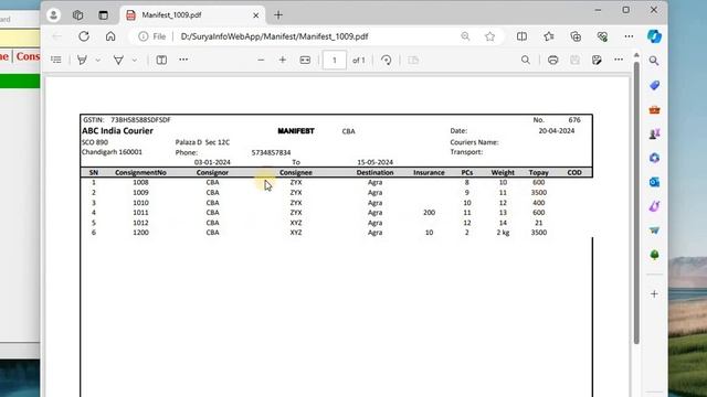 Courier/Carrier Manifest Management Software with Consignor/Consignee Statement смотреть онлайн