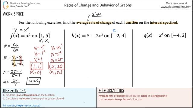 Find the Average Rate of Change on the Interval Specified: f(x) = x2 on [1, 5] смотреть онлайн
