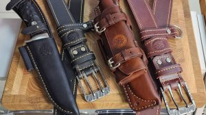 Ножны ручной работы, мужские ремни из кожи. Обзор готовых работ перед отправкой. Боевой Варяг.