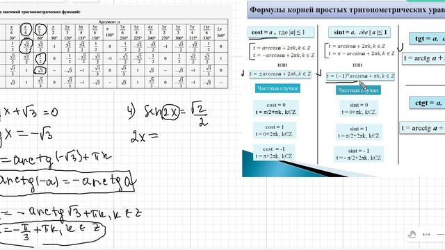 Решение простейших тригонометрических уравнений смотреть онлайн
