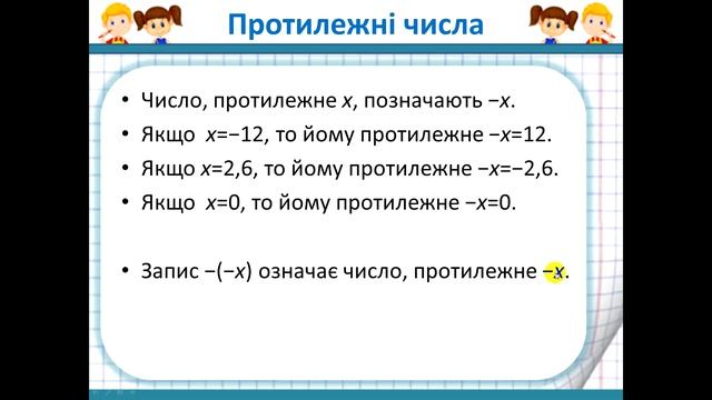 №6. Протилежні числа. Модуль числа (6 клас. Математика) смотреть онлайн