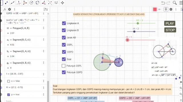 APLIKASI GEOGEBRA PADA MATERI GARIS SINGGUNG LINGKARAN (PERSEKUTUAN LUAR DAN DALAM)_MATH смотреть онлайн