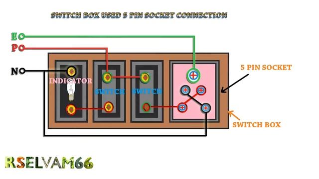 how to connection switch box use 5 pin socket.switch box connection, junction box connection. смотреть онлайн