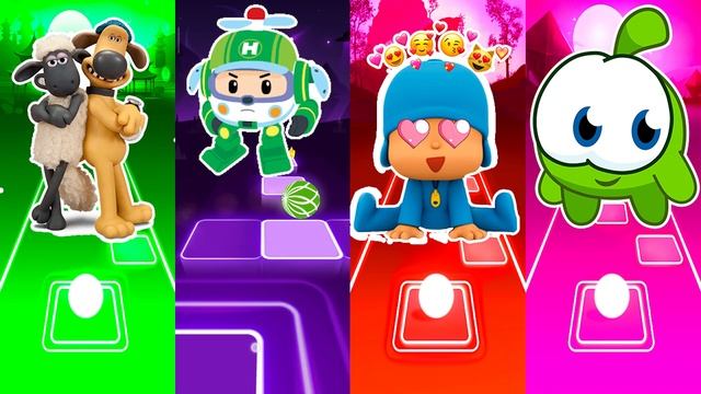 Shaun the Sheep vs Robocar vs Pocoyo vs Om Nom | 😻 Tiles Hop EDM Rush 😻 смотреть онлайн