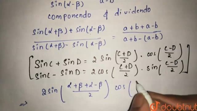 `(sin(alpha+beta))/(sin(alpha-beta))=(a+b)/(a-b)` then `(tan alpha)/(tan |Class 12 MATH | Doubtnut смотреть онлайн