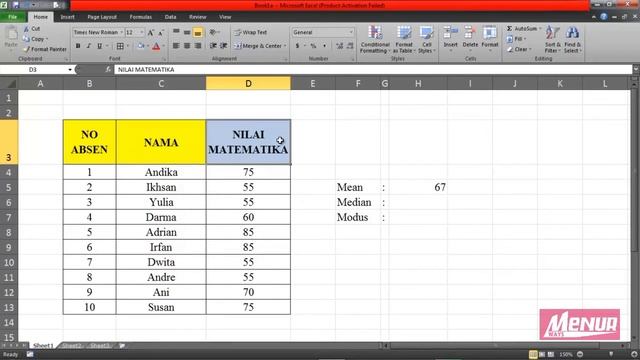 Cara Menghitung Mean, Median dan Modus ~ Tutorial Excel смотреть онлайн