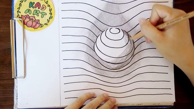 HOW TO DRAW SPHERE SHAPE 3D EASY - 3D DRAWINGS WITH KAD ART смотреть онлайн