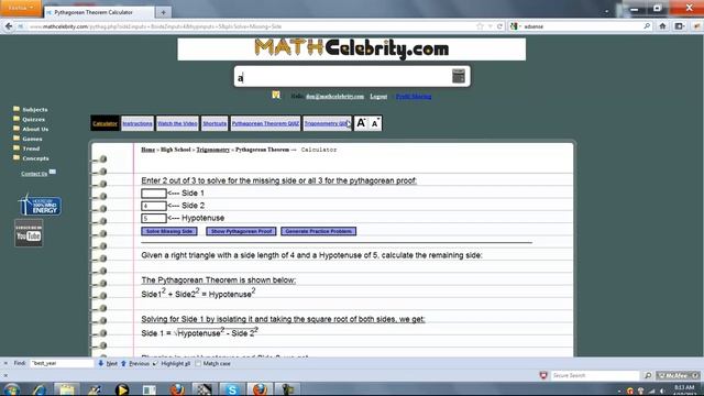 Pythagorean Theorem Calculator смотреть онлайн