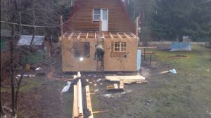 Пристройка к деревянному дому. Каркасная Веранда к дому.