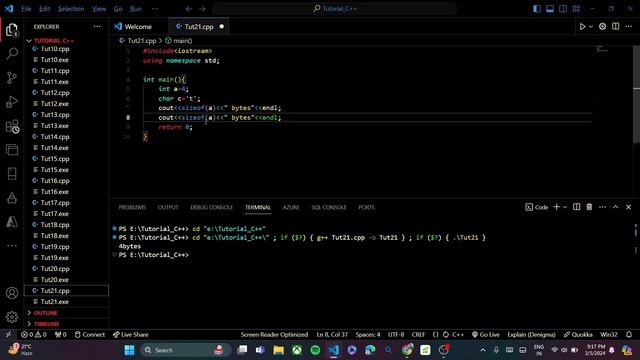 Tut21 || sizeof( ) function in C++... смотреть онлайн