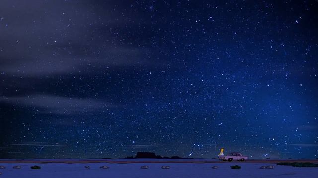 Homer Simpson looks at the starry night sky 4К смотреть онлайн