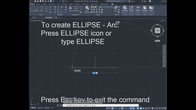 AutoCAD - Draw: ELLIPSE create an Arc смотреть онлайн