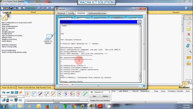 Basic configuration on a router and a switch on Packet Tracer смотреть онлайн
