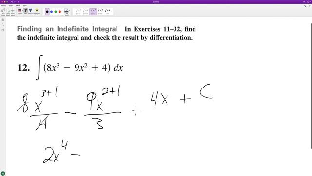 integrate 8x^3 - 9x^2 + 4 dx, then check the answer смотреть онлайн