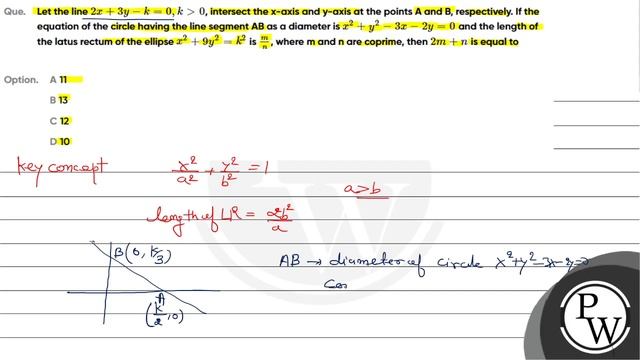 Let the line 2x+3y-k=0,k﹥0, intersect the x-axis and y-axis at the points A and B, respective... смотреть онлайн