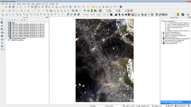 Viewing multiple composites from Landsat 8 spectral bands in QGIS смотреть онлайн