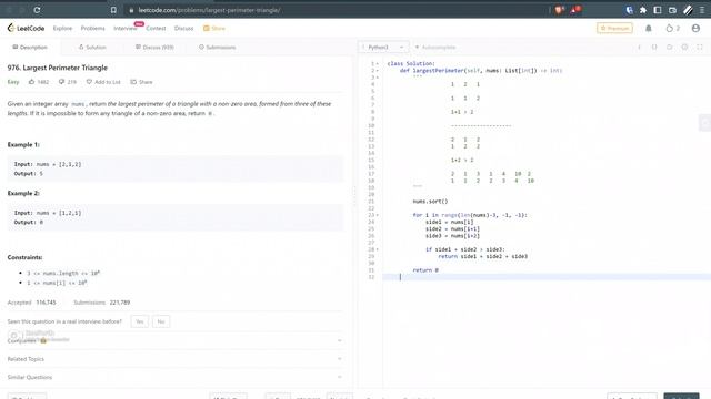 976. Largest Perimeter Triangle | nepCoding | Leetcode | Nepali смотреть онлайн