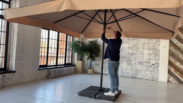 Профессиональный уличный зонт на центральной опоре 4х4, 8 спиц от компании City-Zont смотреть онлайн