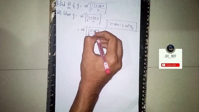 find dy/dx,if y=cos^-1(√1+cosx/2)|differentiation смотреть онлайн