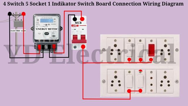 4 Switch 5 Socket 1 Indikator Switch Board Connection Wiring || स्विच बोर्ड वायरिंग कैसे बनाएं смотреть онлайн