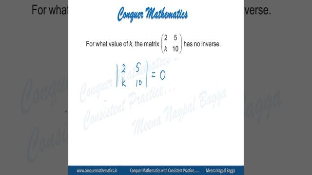 Value of a missing number in a 2 by 2 singular matrix - Determinants -Class12 Mathematics смотреть онлайн